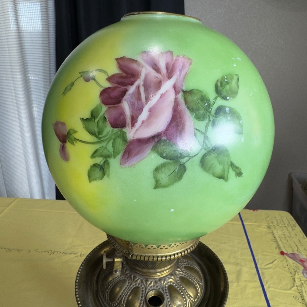 VTG Patti Smith Signed 1989 Hand Painted GWTW Double Globe Electrified Oil Lamp - Picture 5 of 16